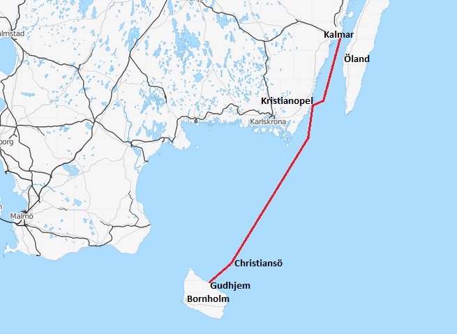 Map Kalmar-Bornholm