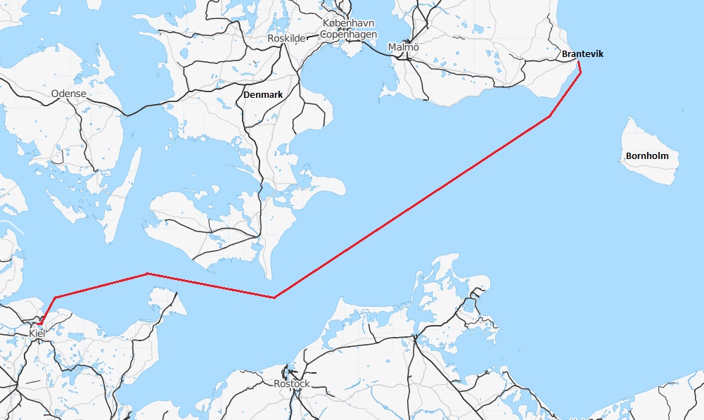 Karta Brantevik-Kiel