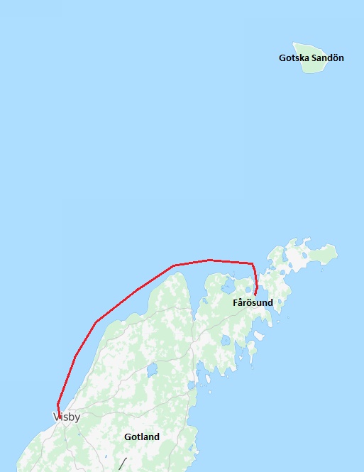 Karta Fårö-Visby